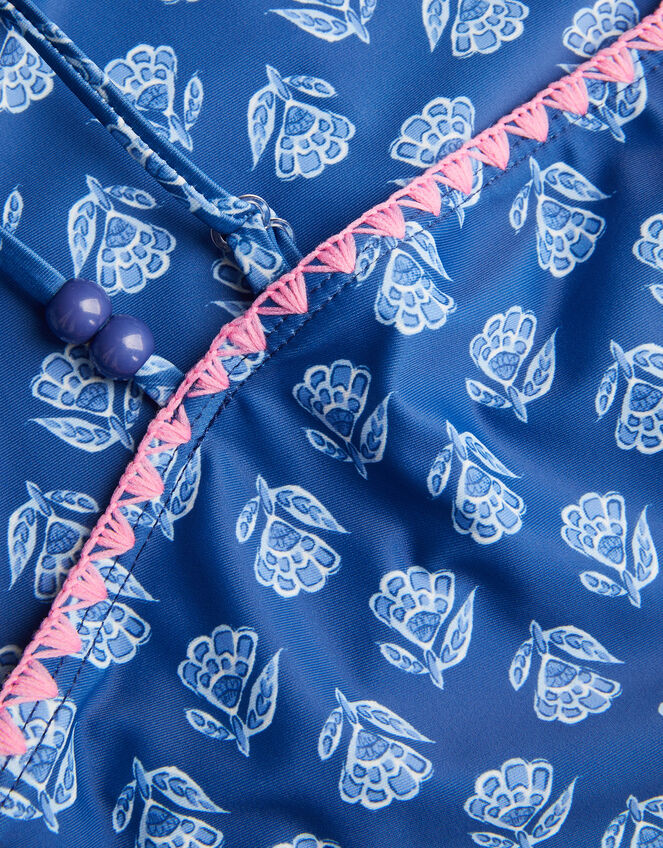 One Shoulder Block Print Swimsuit, Blue (NAVY), large