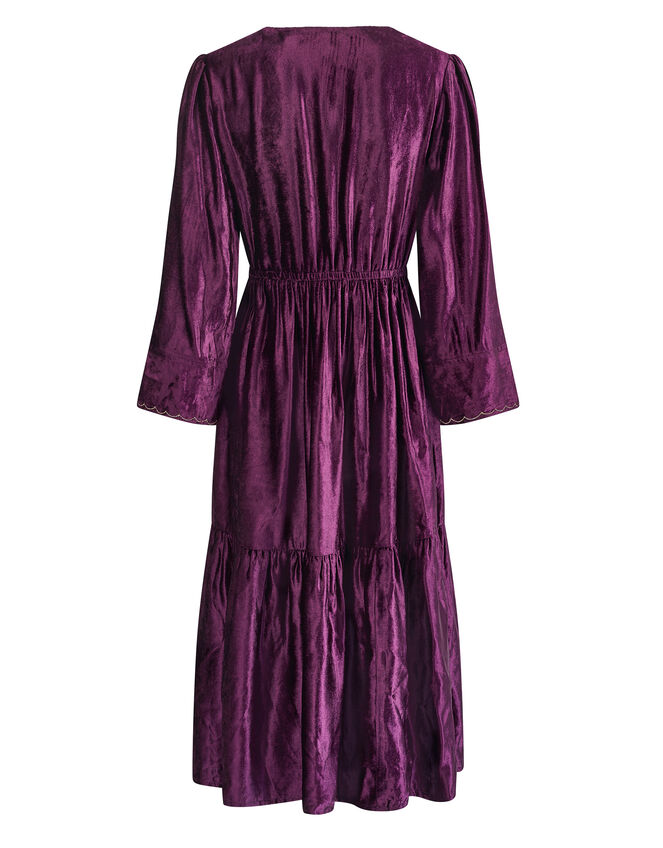 East Katlin Floral Embroidered Velvet Dress, Red (BERRY), large