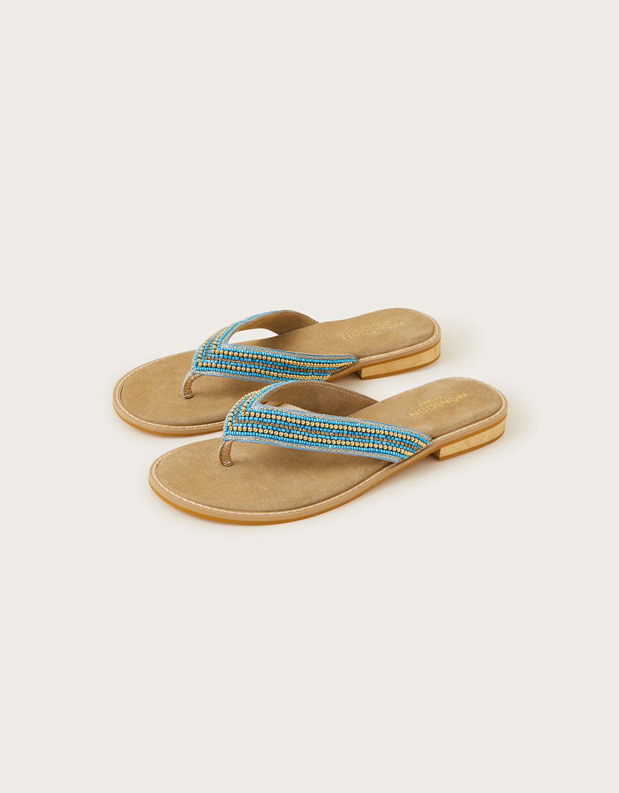Embellished Toe Post Sandals Blue