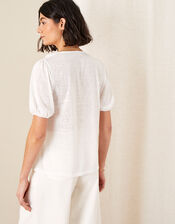 Leandra Ruffle Collar Jersey Blouse, Ivory (IVORY), large
