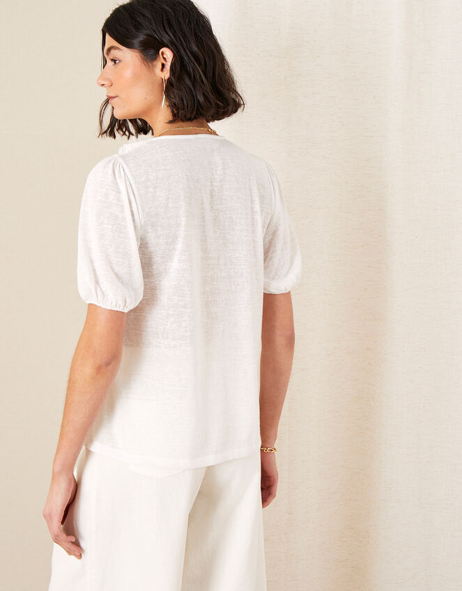 Leandra Ruffle Collar Jersey Blouse, Ivory (IVORY), large