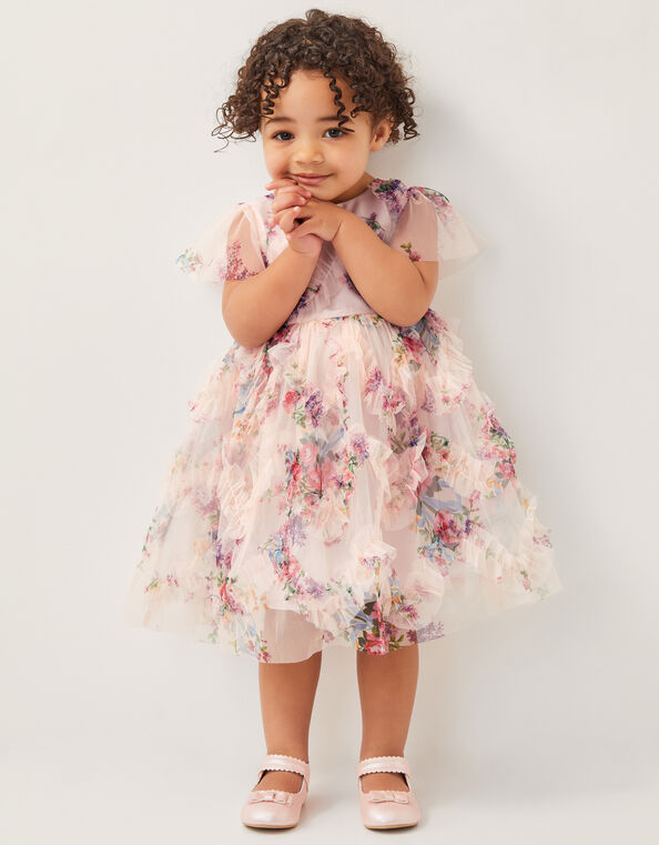 Baby Roma Ruffle Print Dress, Pink (PINK), large