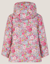Floral Faux Shearling Hooded Jacket, Pink (PINK), large