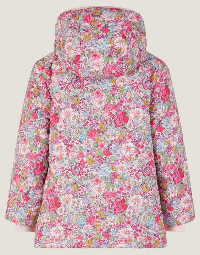 Floral Faux Shearling Hooded Jacket, Pink (PINK), large