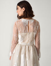 Rhea Floral Embroidered Mesh Wedding Top, Ivory (IVORY), large