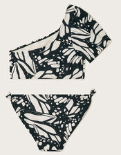 One-Shoulder Butterfly Bikini Set, Black (BLACK), large