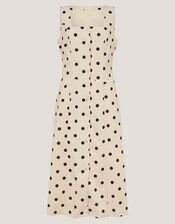 Isabel Polka Dot Midi Dress, Ivory (IVORY), large