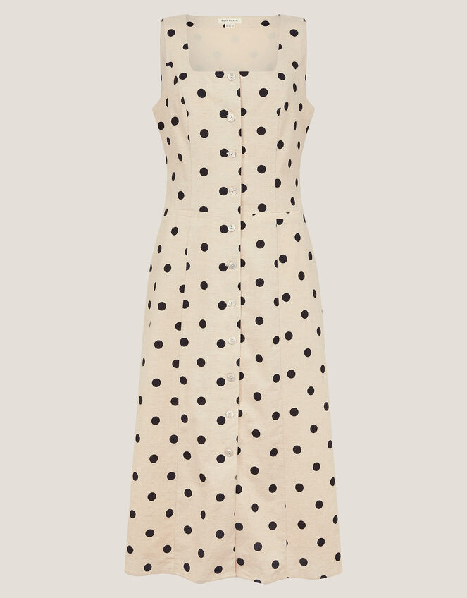 Isabel Polka Dot Midi Dress, Ivory (IVORY), large