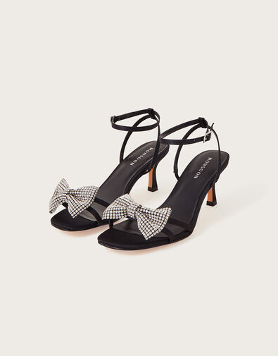 Diamante Bow Kitten Heels, Black (BLACK), large