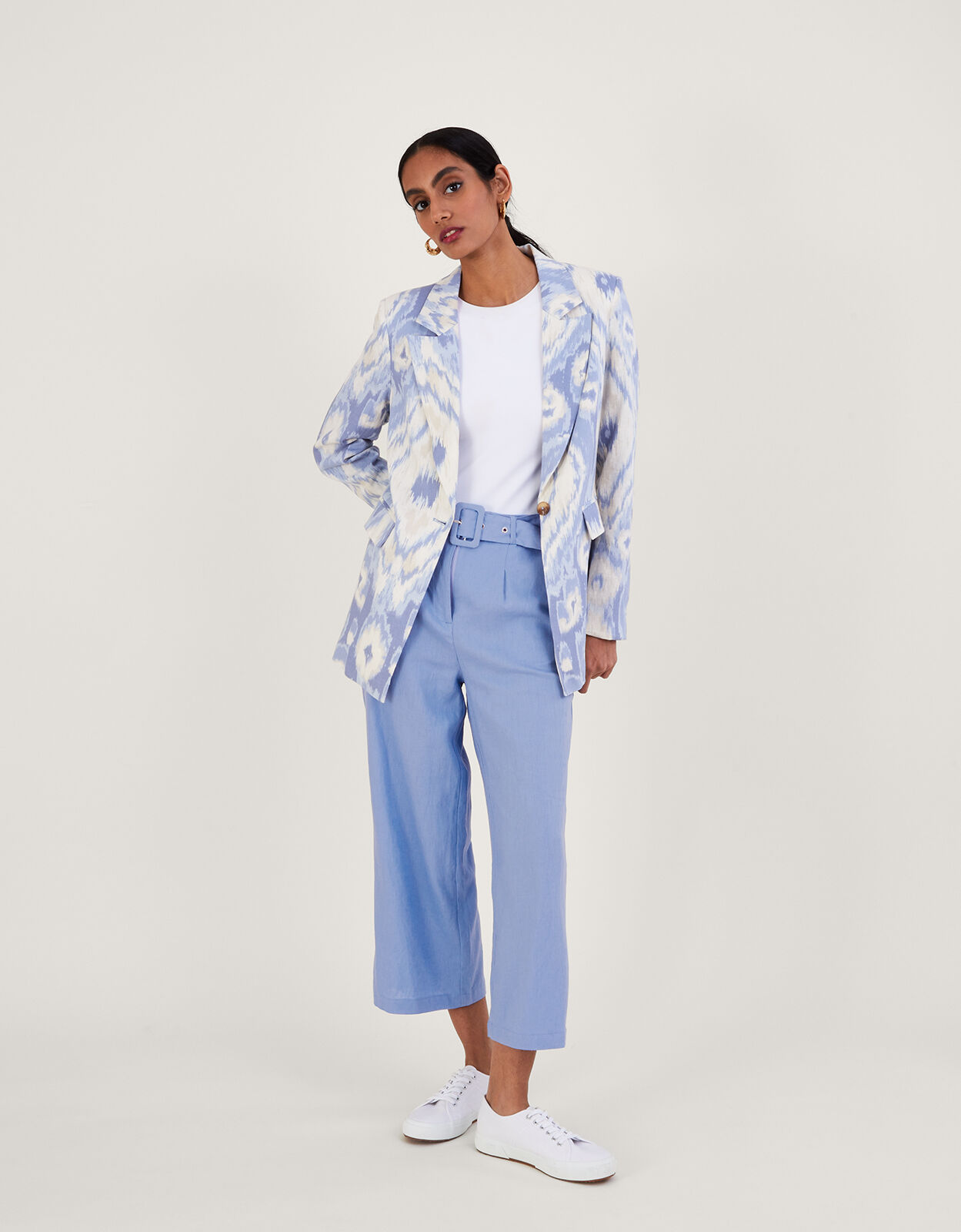 Peggy Blazer in Linen Blend Blue