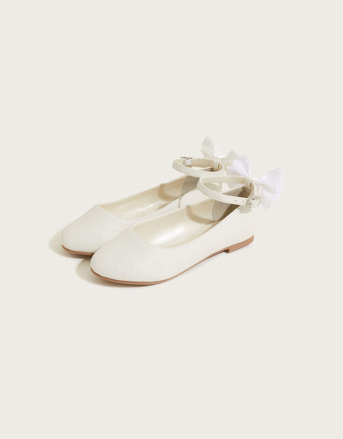 Organza Bow Ballerina Flats, Ivory (IVORY), large