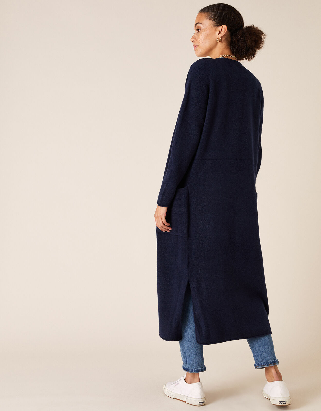 navy blue longline cardigan