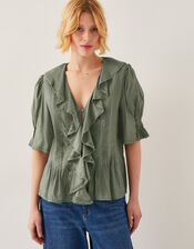 Celeste Ruffle Top, Green (KHAKI), large