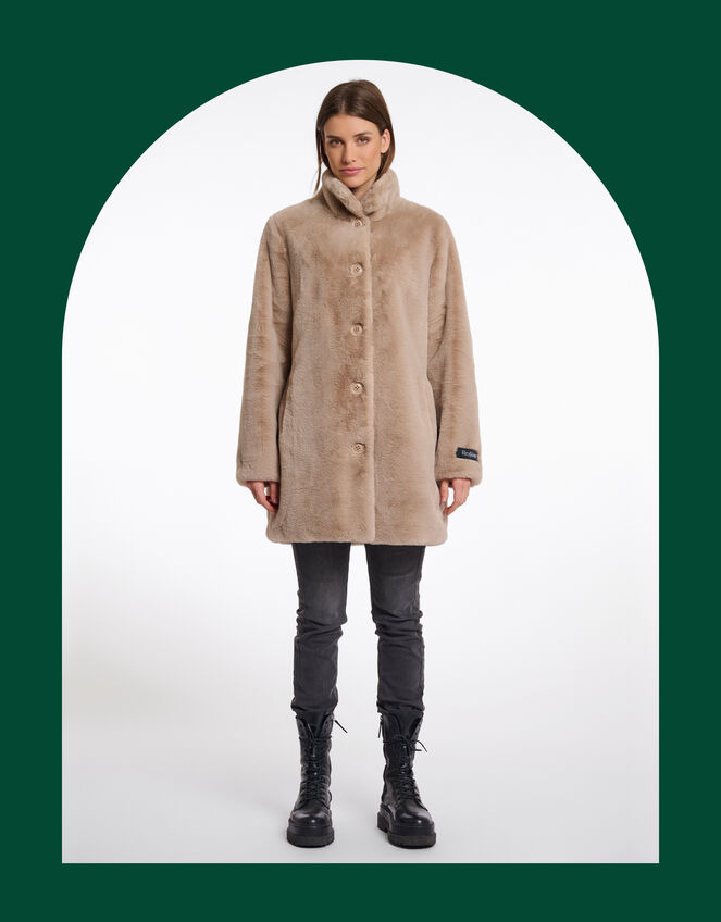 Rino & Pelle Nonna Faux Fur Teddy Coat, Camel (OATMEAL), large
