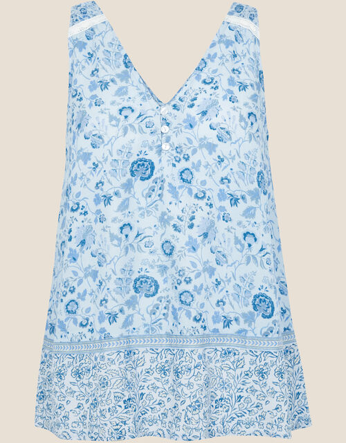 Alanis Print Wide Strap Cami Vest, Blue (BLUE), large