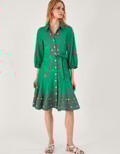 Embroidered Shirt Dress, Green (GREEN), large