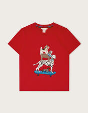 Dog Skateboard T-Shirt, Red (RED), large