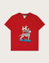 Dog Skateboard T-Shirt, Red (RED), large
