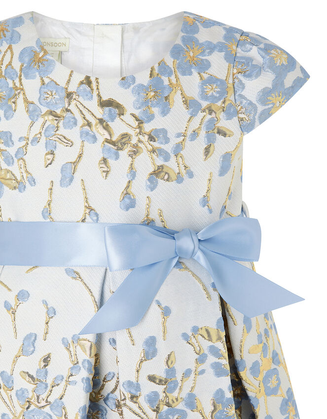 Baby Petal Jacquard Occasion Dress, Blue (BLUE), large