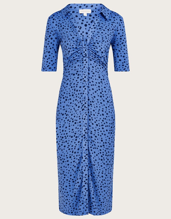 Button Through Jersey Shirt Dress, Blue (BLUE), large