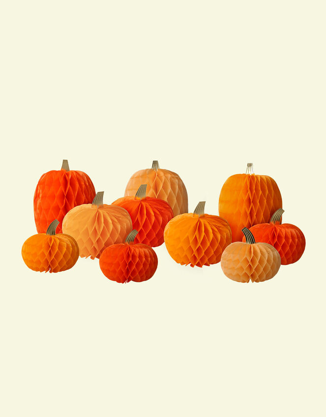 Meri Meri 10-Pack Honeycomb Pumpkin Decorations, , large