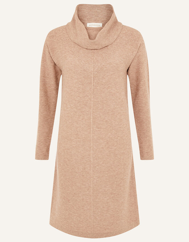 Cali Cowl Neck Knit Dress, Brown (MOCHA), large