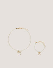 Bow Pearl Necklace & Bracelet Set, , large
