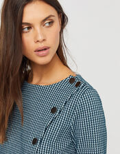 Henny Houndstooth Jacquard Dress, Teal (TEAL), large
