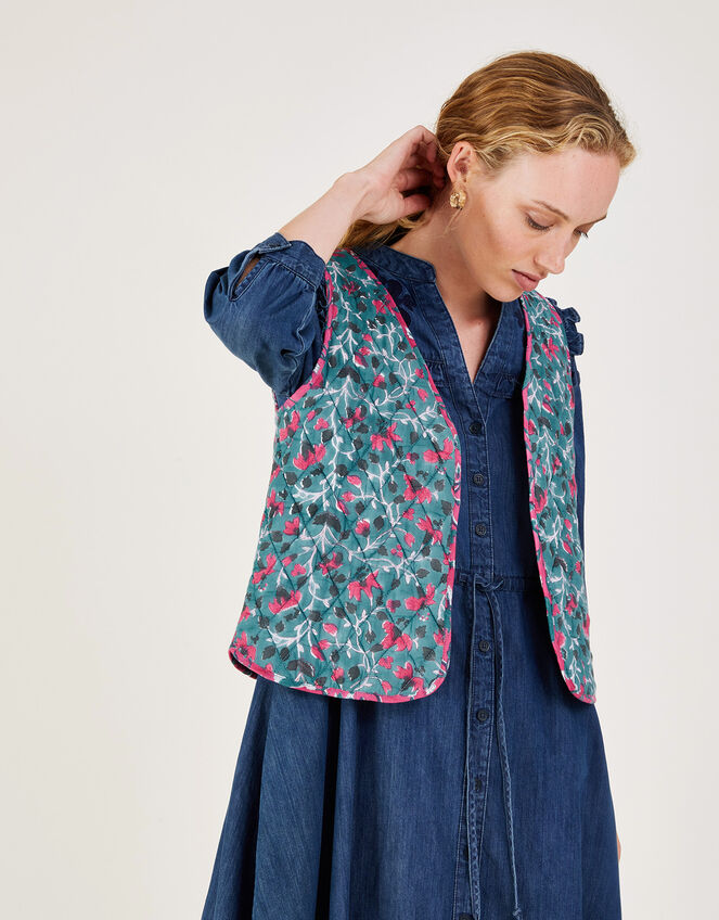 ARTISAN STUDIO Bloom Print Waistcoat, Blue (BLUE), large