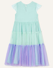 Mesh Layered Butterfly Dress in Recycled Polyester, Blue (AQUA), large
