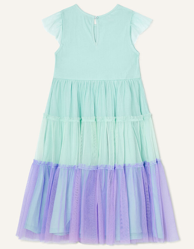 Mesh Layered Butterfly Dress in Recycled Polyester, Blue (AQUA), large