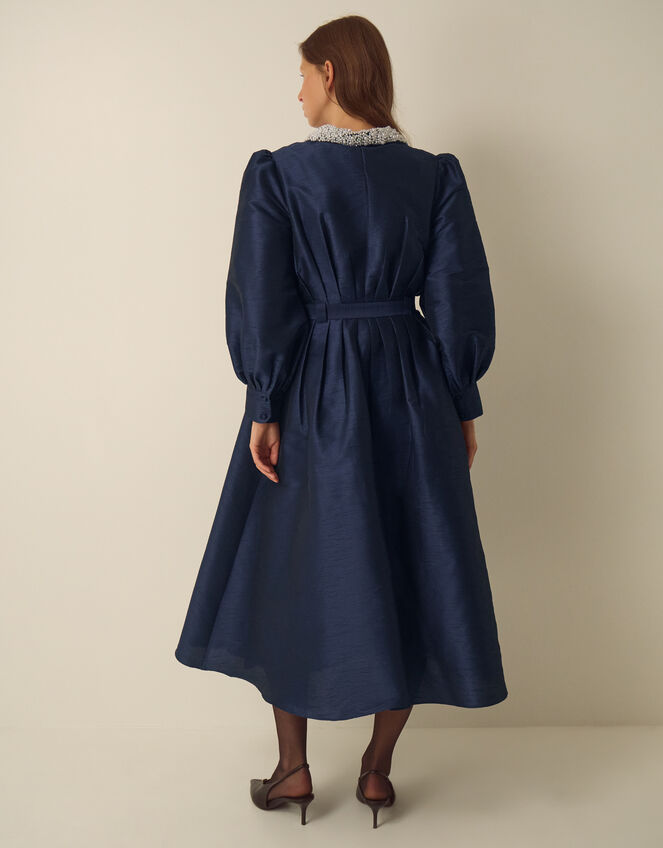 Hallie Embellished Collar Midi Shirt Dress, Blue (NAVY), large