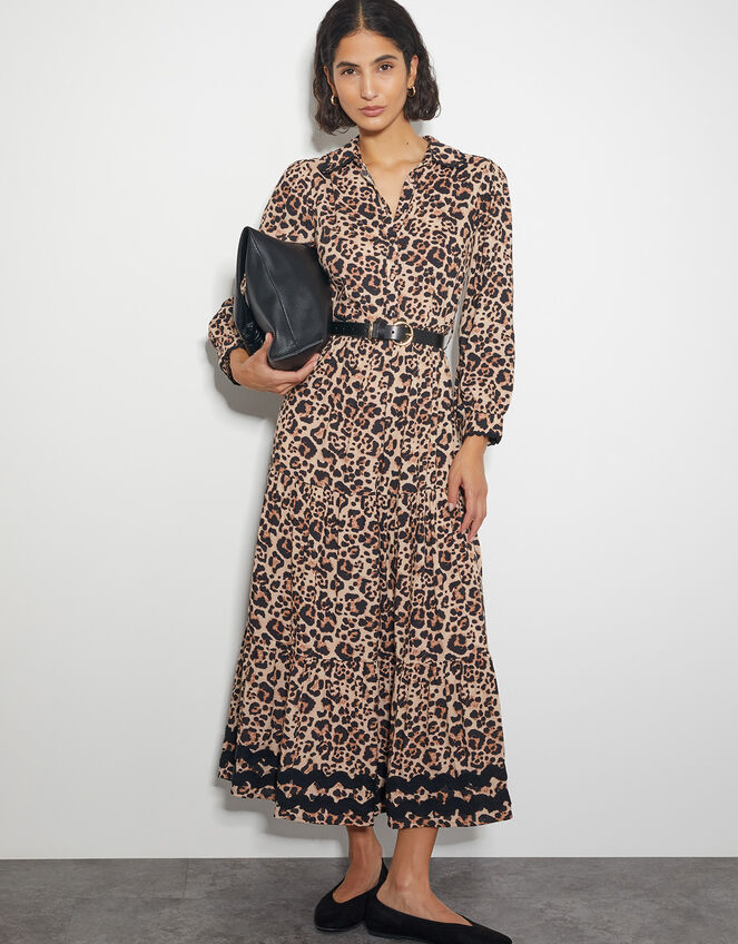 Lola Leopard Print Maxi Dress, Brown (BROWN), large