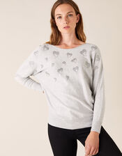 Heart Hotfix Gem Jumper with Sustainable Viscose, Grey (GREY MARL), large
