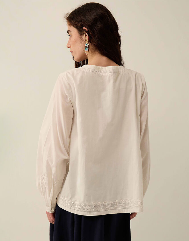 East Romana Hand-Chikankari Embroidered Top, White (WHITE), large