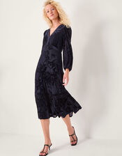 Dolly Floral Devoré Midi Dress, Blue (MIDNIGHT), large