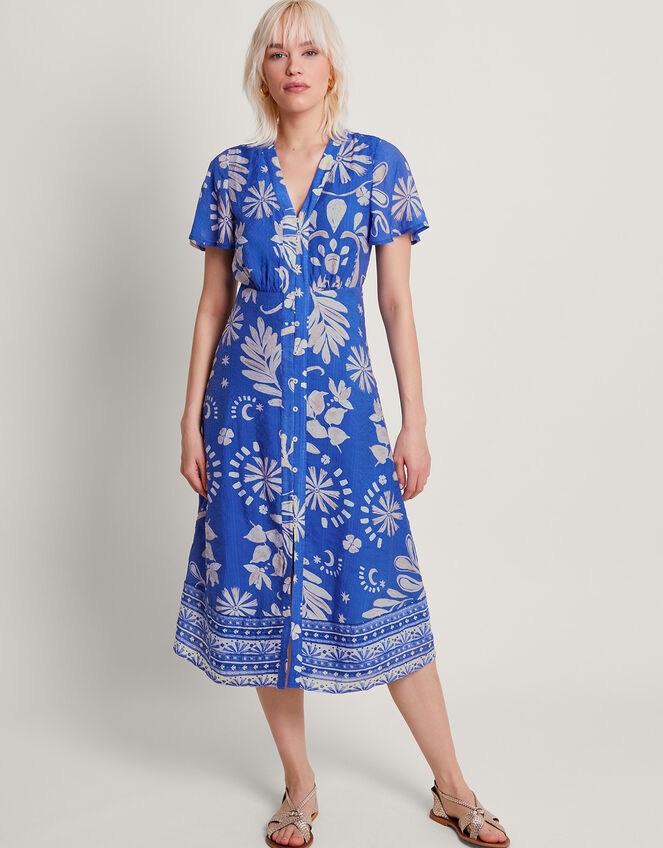 Cleo Tea Dress Blue Day Dresses Monsoon UK.