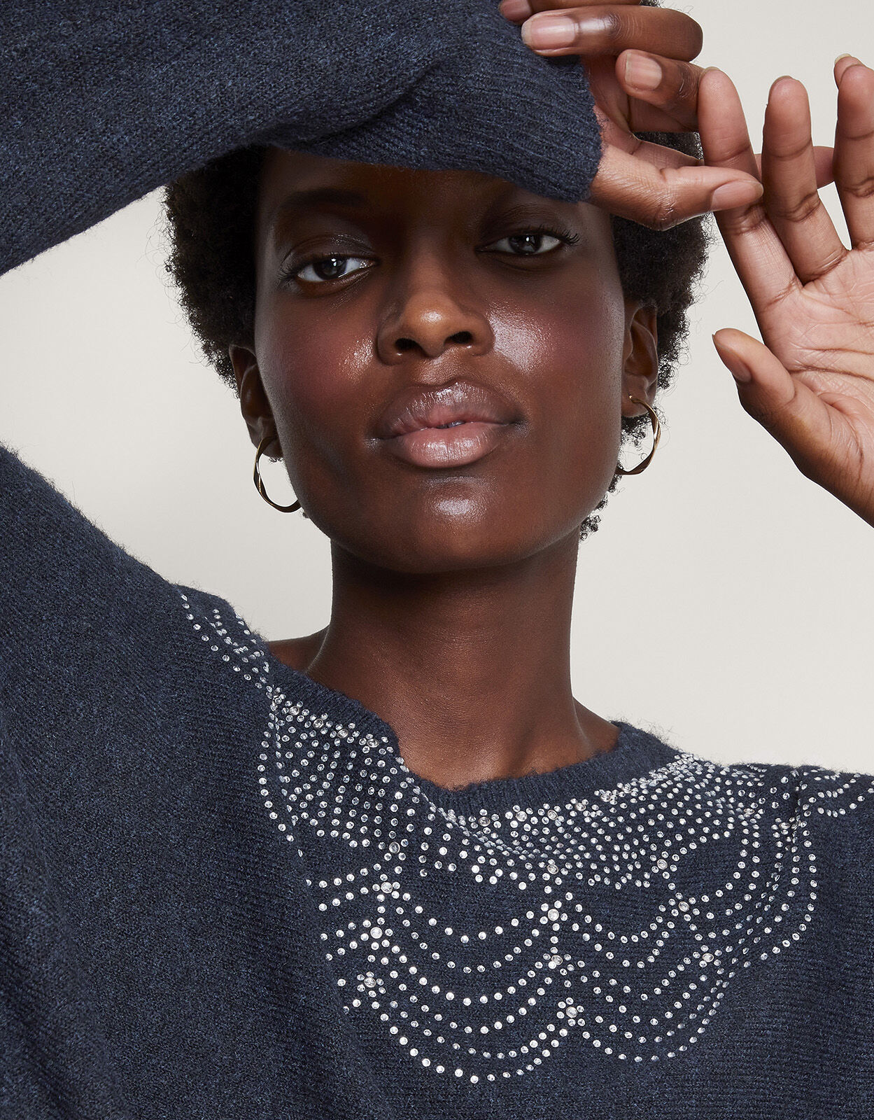 Navy embellished jumper cheap