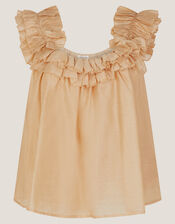 Ella Sleeveless Frill Top, APRICOT, large
