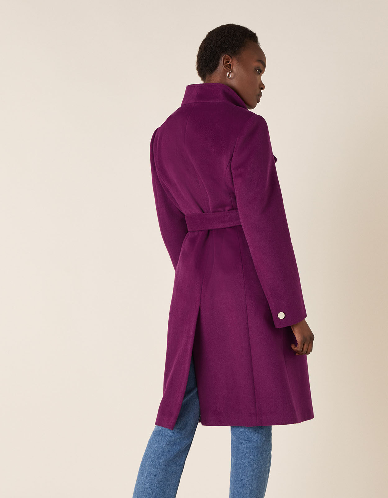 Rita Wrap Collar Long Coat Purple