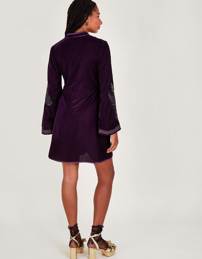 Navi Embellished Velvet Dress, Purple (PURPLE), large