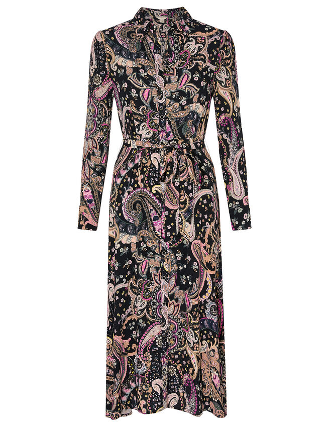 Paisley Shirt Dress with Sustainable Viscose Black | Day Dresses ...