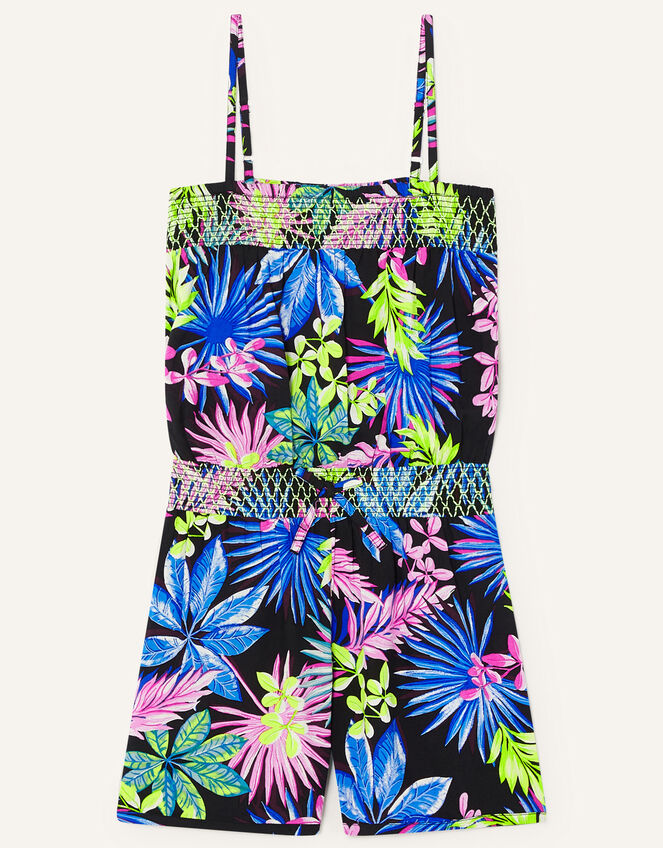 Palm Print Playsuit, Black (BLACK), large