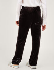 Maria Velvet Straight Leg Trousers, Black (BLACK), large