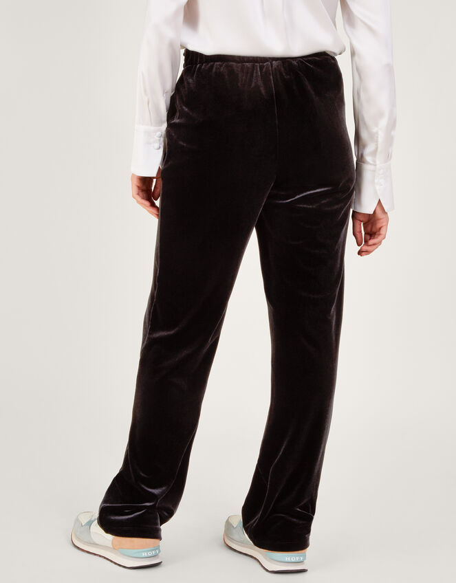 Maria Velvet Straight Leg Trousers, Black (BLACK), large