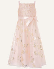 Foil Print Jacquard Maxi Dress , Pink (PINK), large