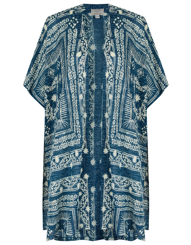 Deena Printed Cover-Up in Linen Blend, Blue (BLUE), large