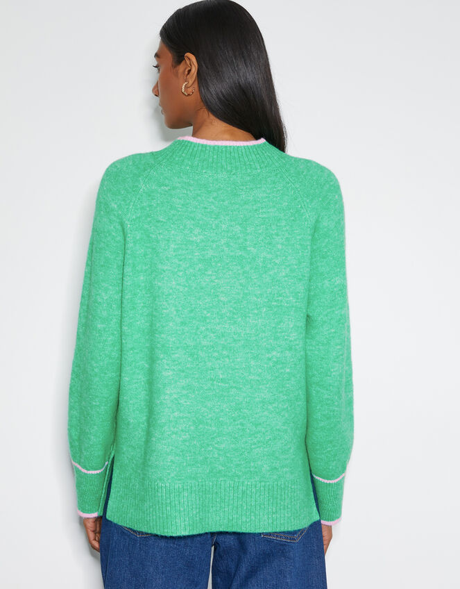 Oti Oversized Mock Neck Jumper, Green (GREEN), large