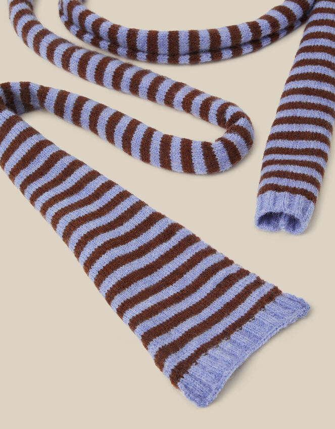 Sage Stripe Skinny Scarf, , large