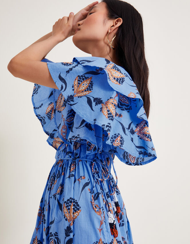 Clara Frill Dress, Blue (BLUE), large